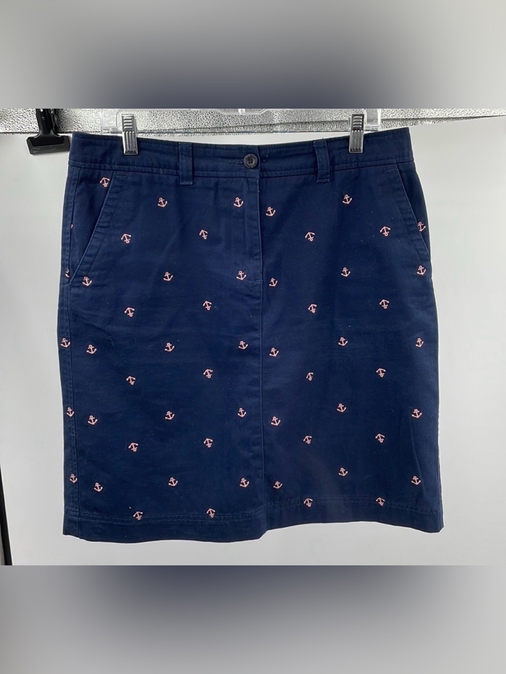 L.L. Bean blue pink embroidered anchor skirt Size 10